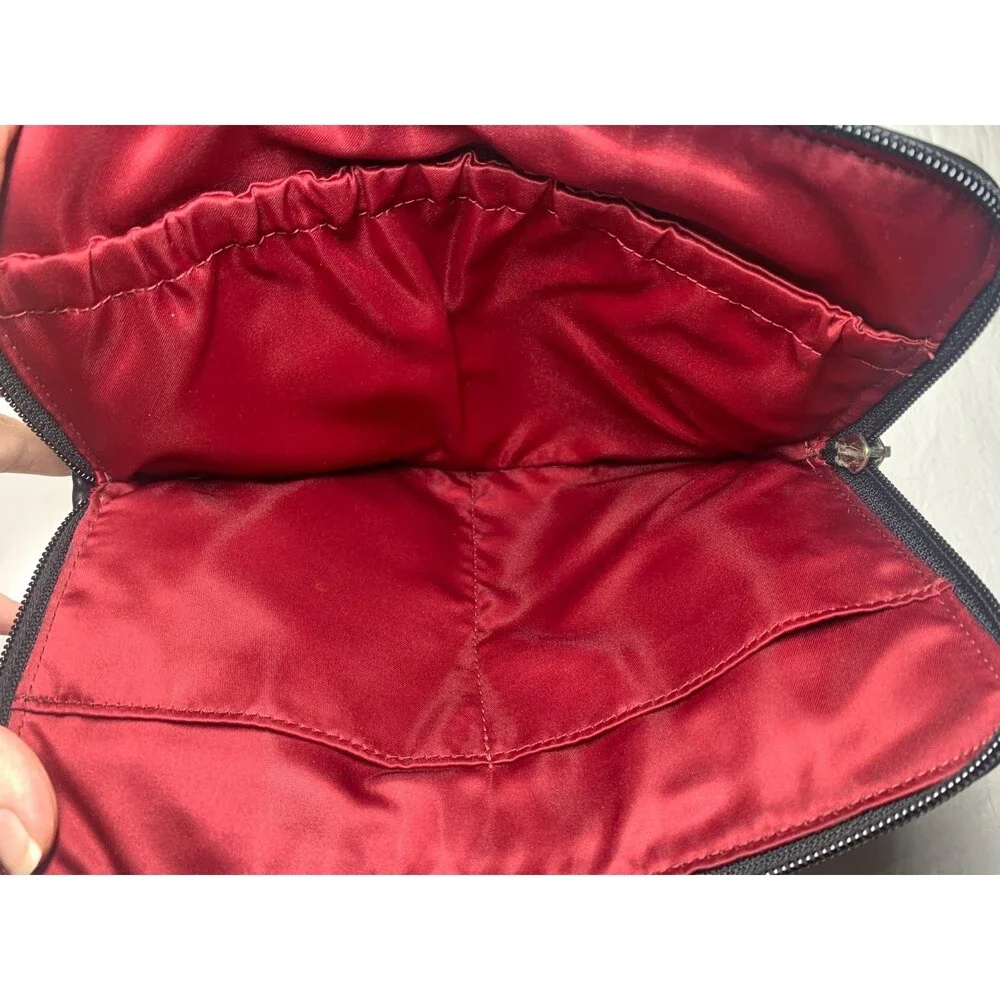 Coach Poppy Tartan Plaid Red Black Sparkle Tablet Case Zip Clutch Pockets